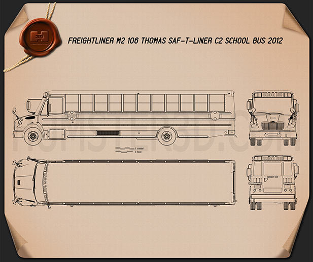 Thomas Saf-T-Liner C2 School Bus 2012 Blueprint