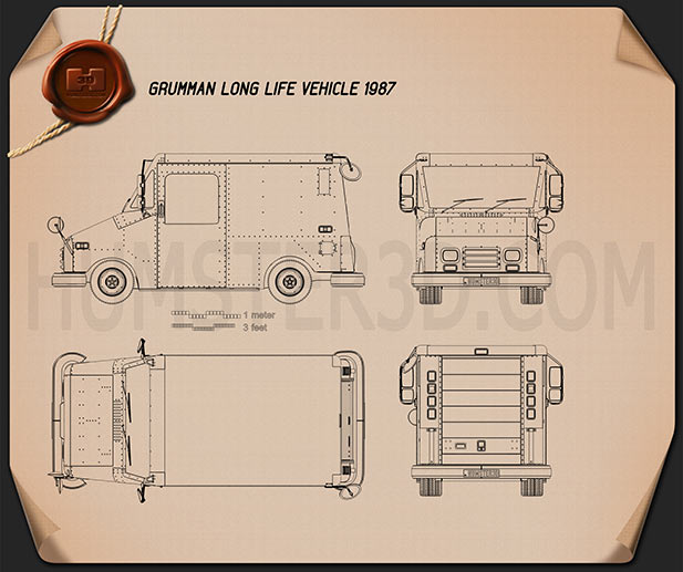 Grumman Long Life Vehicle 1987 Disegno Tecnico