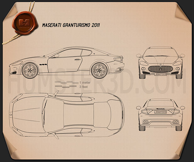 Maserati GranTurismo 2011 Disegno Tecnico