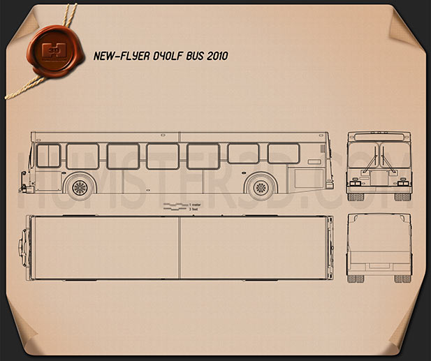 New Flyer D40LF 버스 2010 테크니컬 드로잉