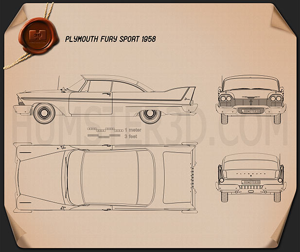 Plymouth Fury coupe Christine 1958 蓝图