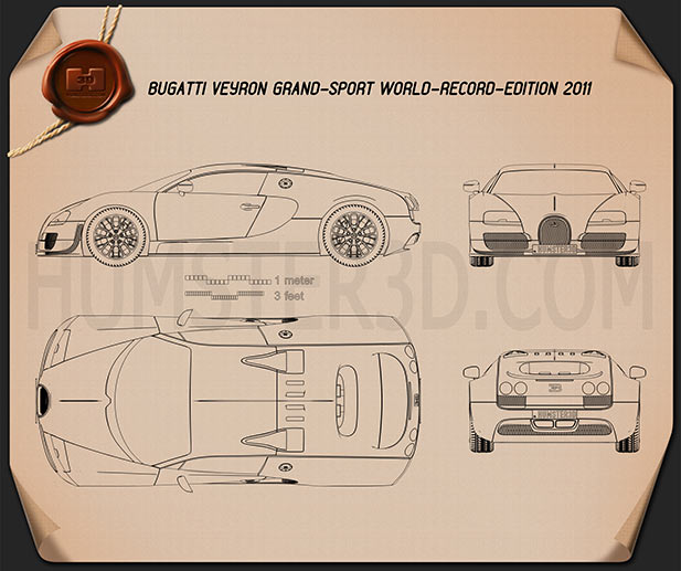 Bugatti Veyron Grand-Sport World-Record-Edition 2011 Blaupause