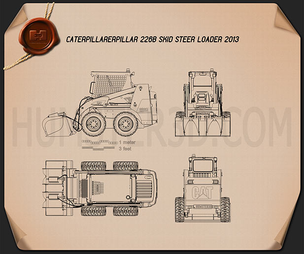 Caterpillar 226B Skid Steer Loader Blueprint