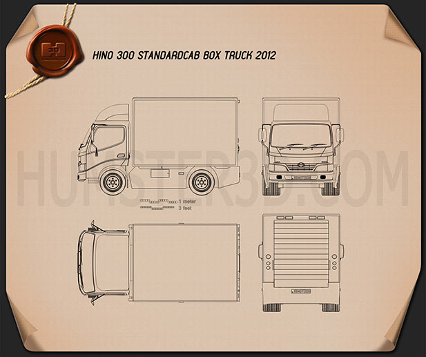 Hino 300 Standard Cab Box 2010 Креслення