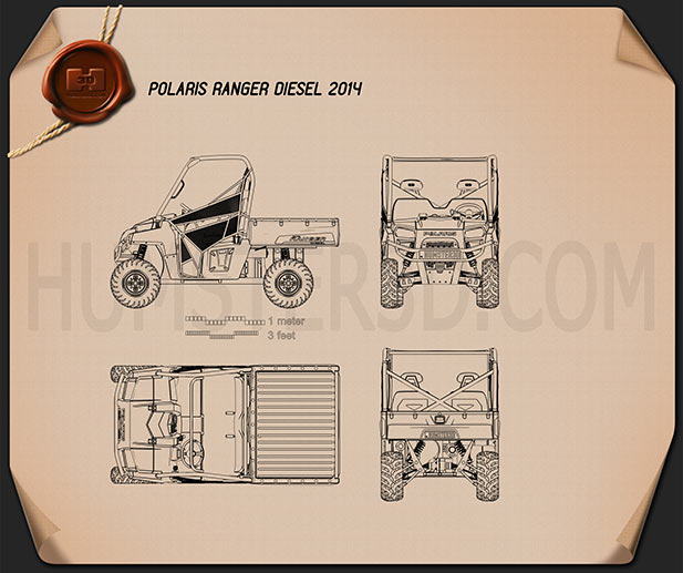 Polaris Ranger Diesel 2014 테크니컬 드로잉