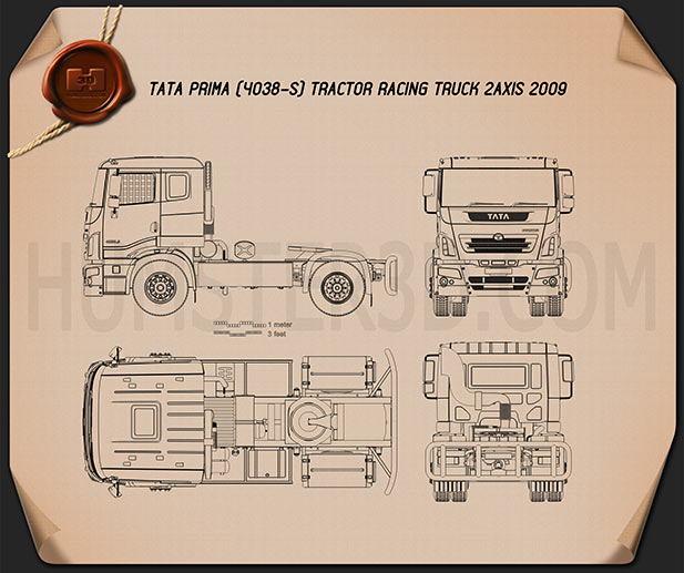 Tata Prima Tractor Racing Truck 2009 Blueprint