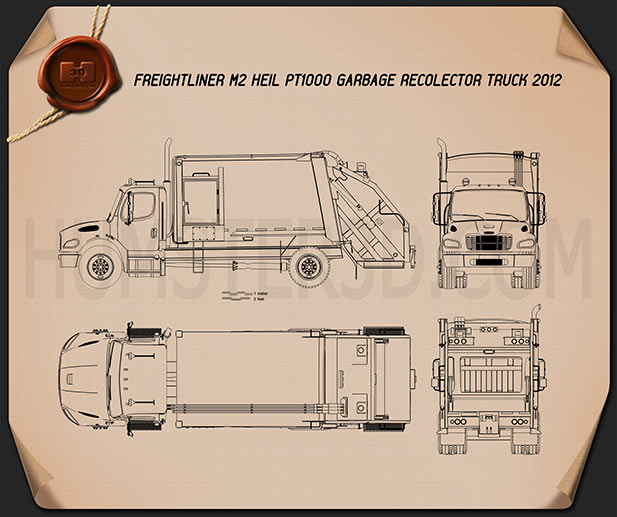 Freightliner M2 Heil PT 1000 Garbage Truck 2012 Blueprint