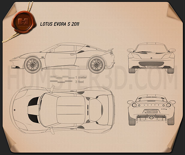 Lotus Evora S 2011 Disegno Tecnico