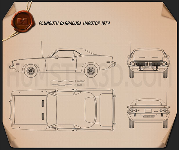 Plymouth Barracuda hardtop 1974 테크니컬 드로잉