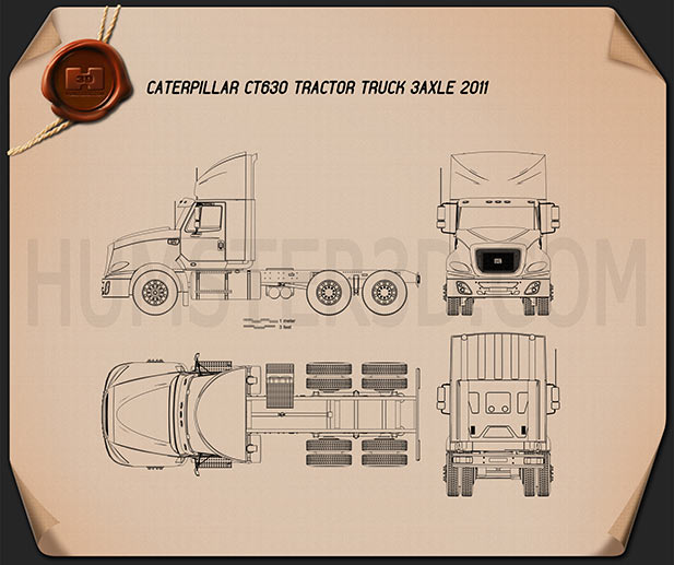 Caterpillar CT630 Tractor Truck 2011 Blueprint