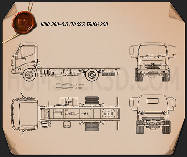 Hino 300-616 Chassis Truck 2011 Blueprint