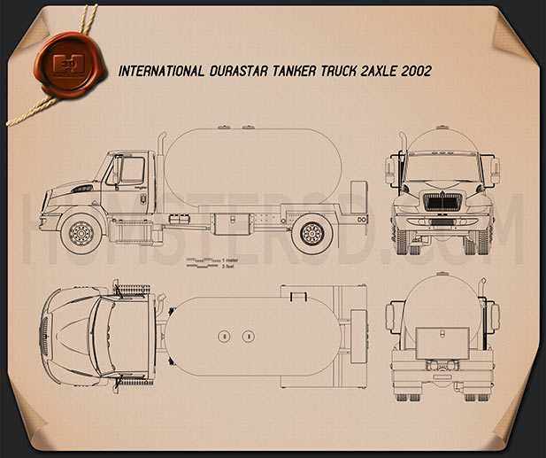International Durastar Tanker Truck 2002 Blueprint