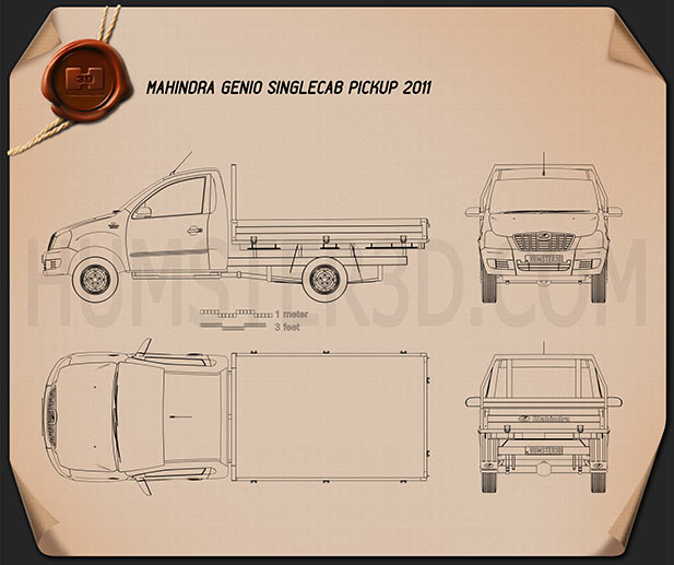 Mahindra Genio 单人驾驶室 Pickup 2011 蓝图