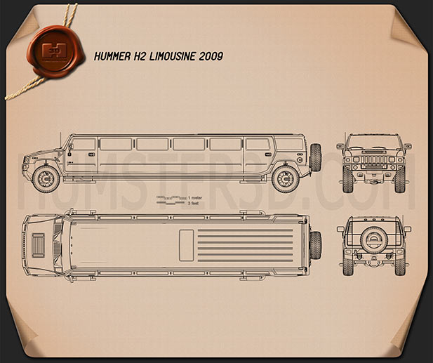 Hummer H2 Limousine 2010 Disegno Tecnico
