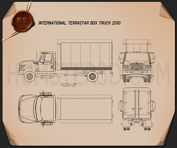 International Terrastar Box Truck 2010 Blueprint