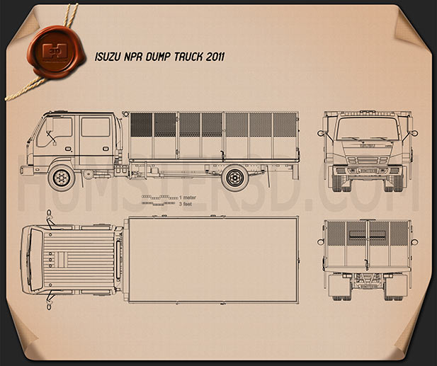 Isuzu NPR Dump Truck 2011 Blueprint