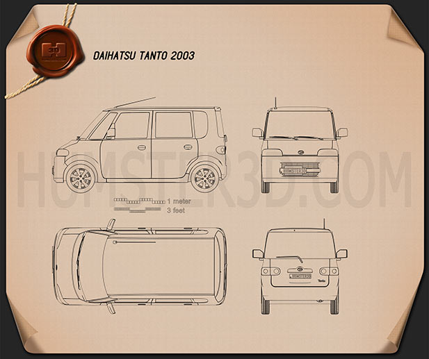 Daihatsu Tanto 2003 Disegno Tecnico