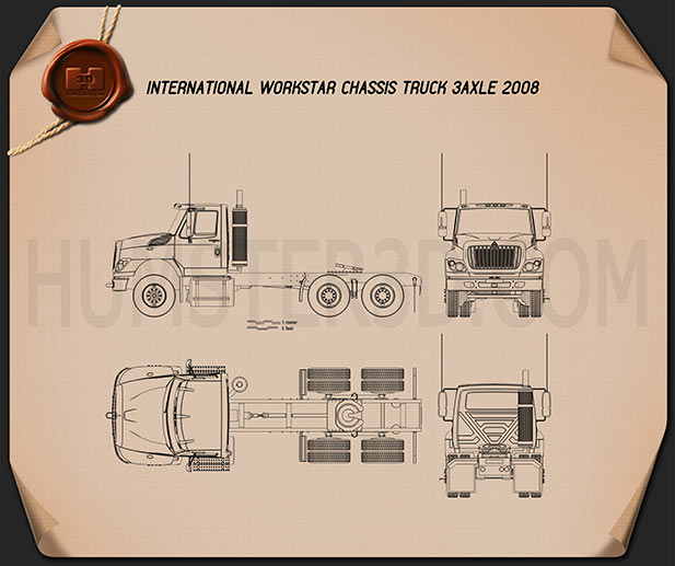 International Workstar 섀시 트럭 2008 테크니컬 드로잉
