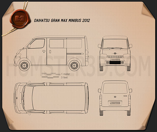 Daihatsu Gran Max Minibus 2012 Disegno Tecnico