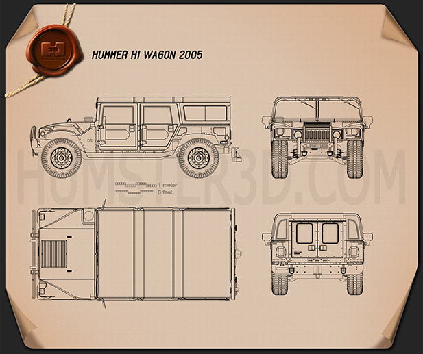 Hummer H1 wagon 2005 Blueprint
