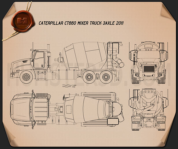 Caterpillar CT660 Mixer Truck 2011 Blueprint