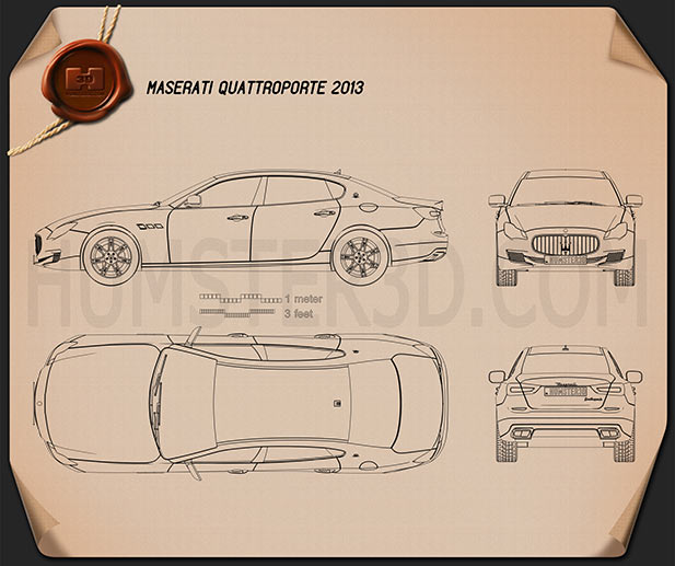 Maserati Quattroporte 2013 테크니컬 드로잉