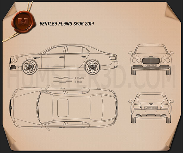 Bentley Flying Spur 2014 Blaupause