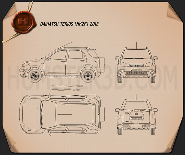 Daihatsu Terios 2013 테크니컬 드로잉