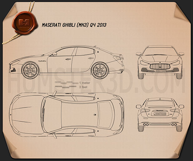 Maserati Ghibli III Q4 2013 테크니컬 드로잉