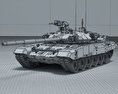 T-90 3d model wire render
