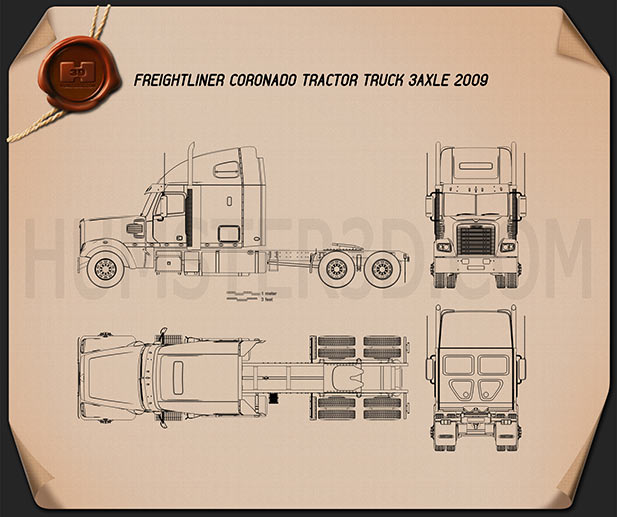 Freightliner Coronado Tractor Truck 2009 Blueprint