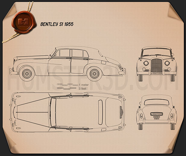 Bentley S1 1955 Disegno Tecnico