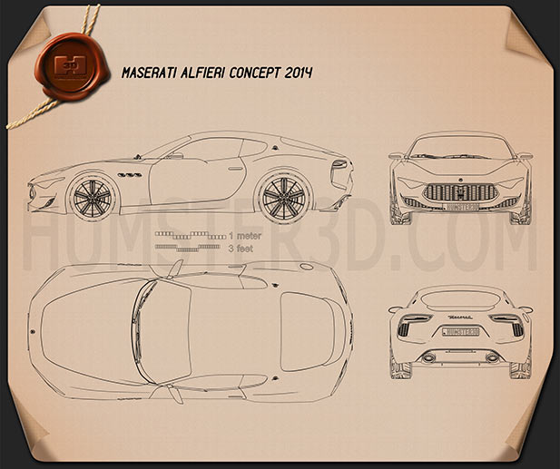 Maserati Alfieri 2014 Blaupause