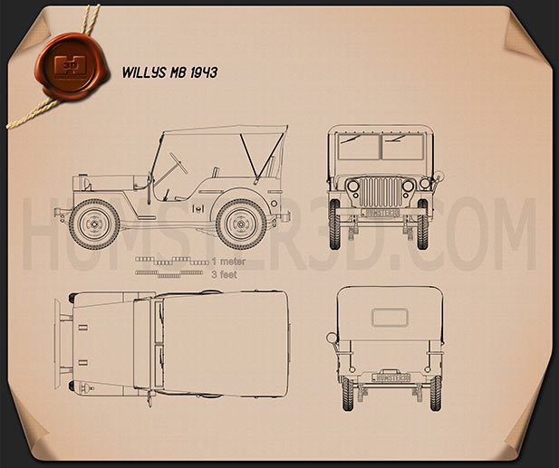 Willys MB 1941 테크니컬 드로잉