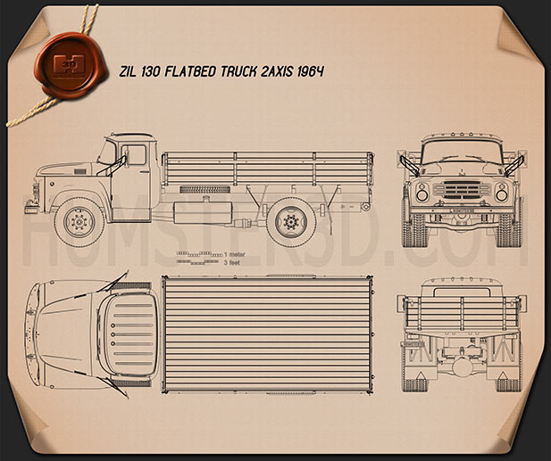 ZIL 130 Pritschenwagen 1964 Blaupause