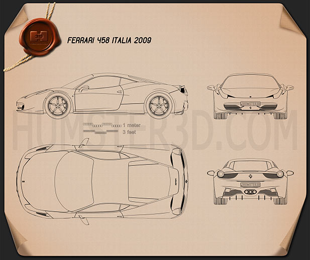 Ferrari 458 Italia Disegno Tecnico