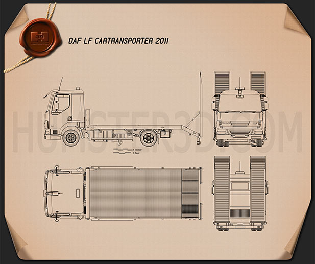 DAF LF Car Transporter 2011 Blueprint