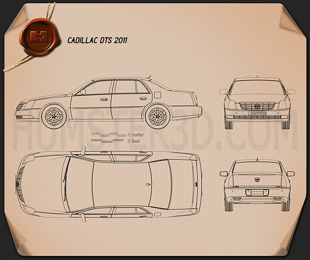 Cadillac DTS 2011 테크니컬 드로잉