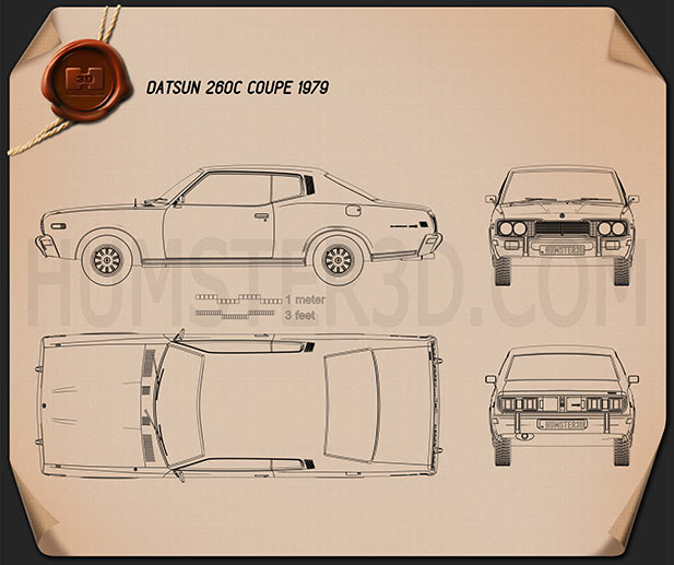 Datsun 260C coupe 1976 Blueprint