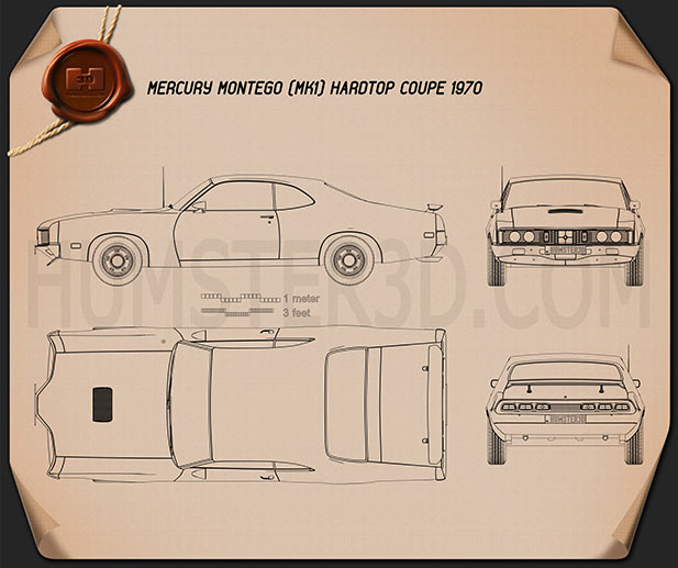 Mercury Montego Coupe 1970 Blueprint - Hum3D