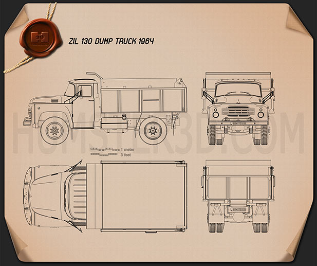 ZIL 130 Camión Volquete 1964 Plano
