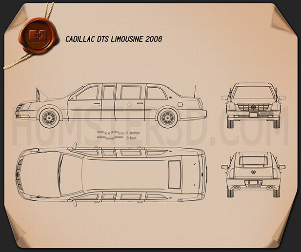 Cadillac DTS Limousine 2005 Disegno Tecnico