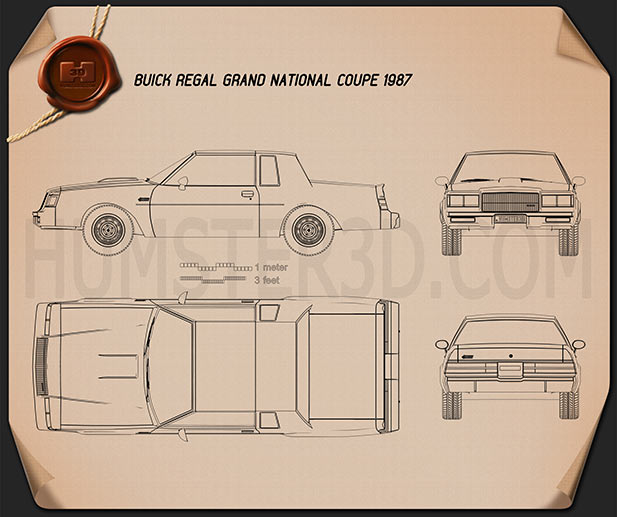 Buick Regal Grand National 1987 Blaupause