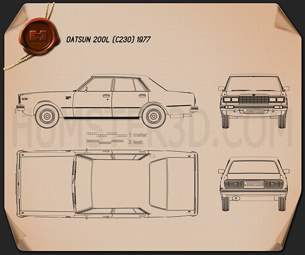 Datsun 200L 1977 테크니컬 드로잉