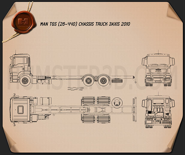 MAN TGS 底盘驾驶室卡车 2012 蓝图