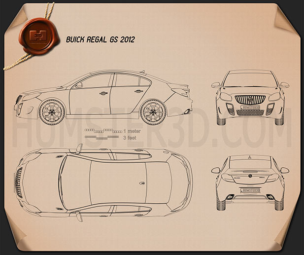 Buick Regal GS 2012 Disegno Tecnico
