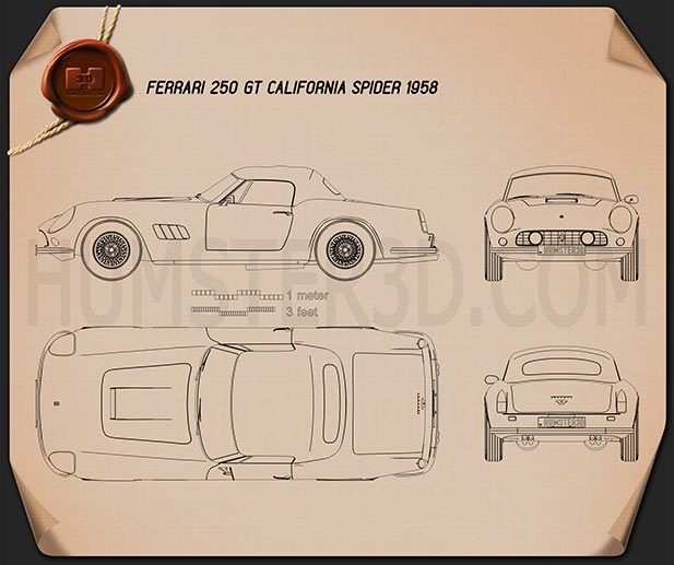 Ferrari 250 GT California Spider 1958 Blueprint