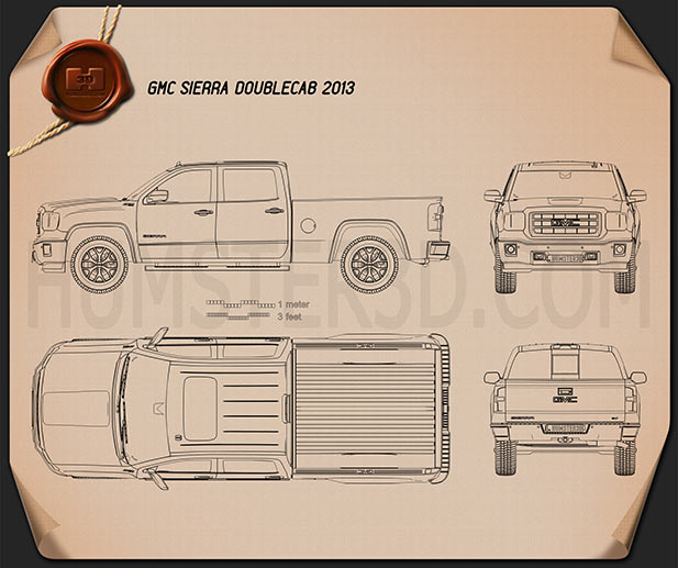 GMC Sierra 双人驾驶室 2013 蓝图