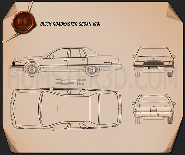 Buick Roadmaster Berlina 1991 Disegno Tecnico