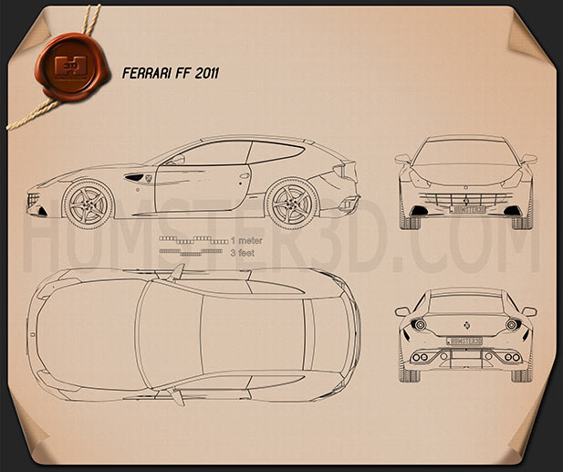 Ferrari FF 2011 테크니컬 드로잉